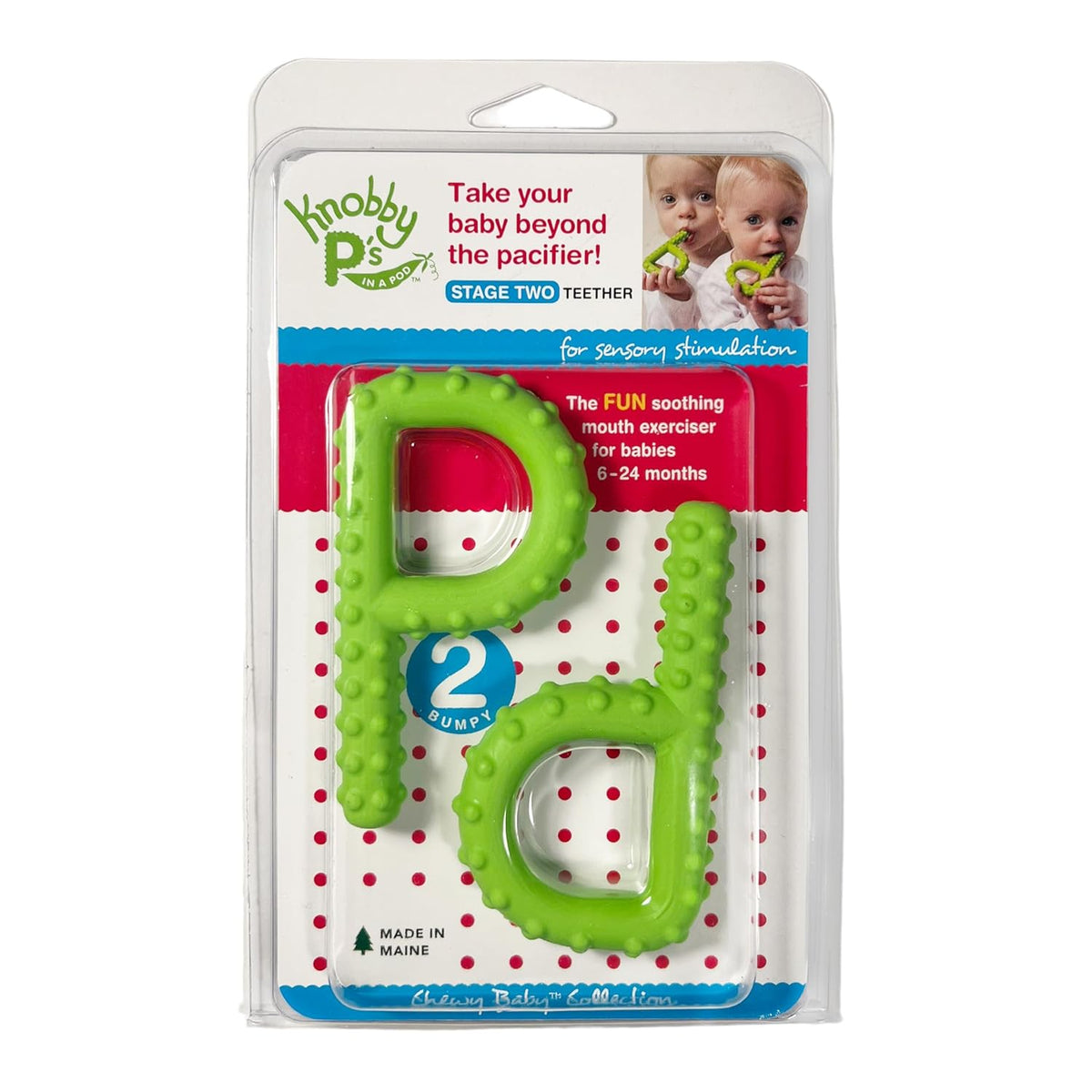 Chewy Ps in a Pod (Knobby) Green - Stage 2 Teether