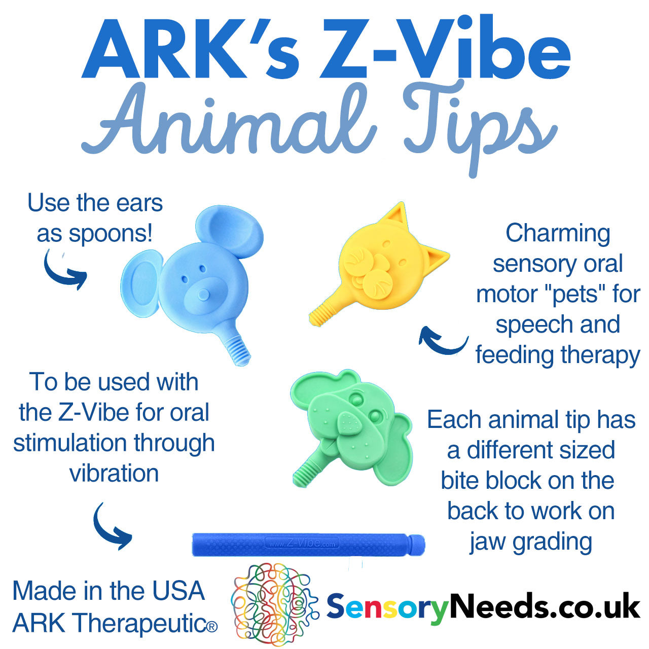 Animal Tips ARK's Animal Tip Set for Z-Vibe - Sensory Needs Ltd
