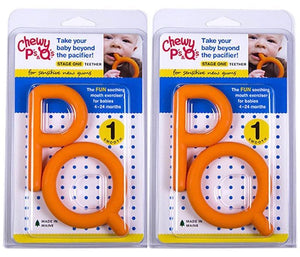 Chewy Tube®- Ps & Qs - Orange - Stage 1 Teether