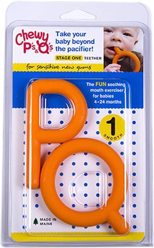 Chewy Tube - Ps & Qs - Orange - Stage 1 Teether
